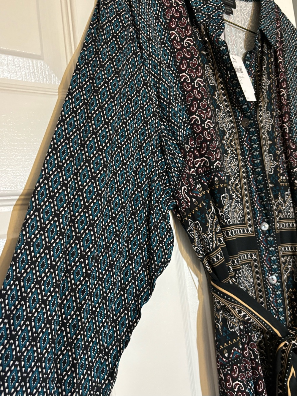 J. Jill Long Sleeve Printed Shirt Dress with Tie Waist LP - Picture 3 of 5